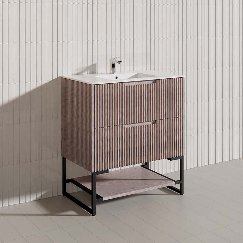 750mm Bali Bathroom Freestanding Fluted Vanity with Drawers Available In Colours