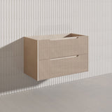 600-1500mm Bali Wall Hung Bathroom Floating Vanity American Oak Linear Fluted Cabinet PVC Coating