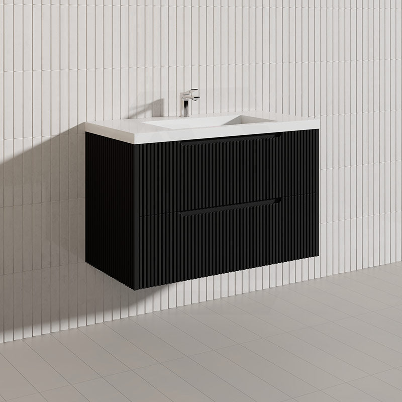 Bali Linear Wall Hung Bathroom Floating Vanity Fluted PVC Coating Cabinet 900mm - In 5 Colours