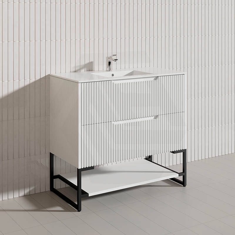 900mm Bali Bathroom Freestanding Fluted Vanity with Drawers In Various Colours