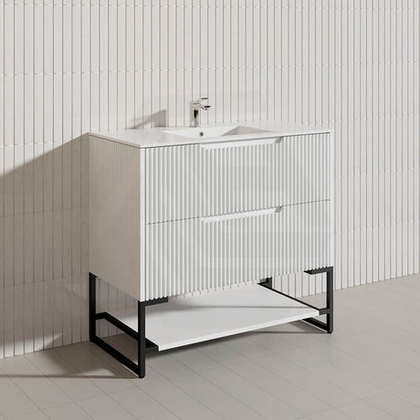 900mm Bali Bathroom Freestanding Fluted Vanity with Drawers In Various Colours