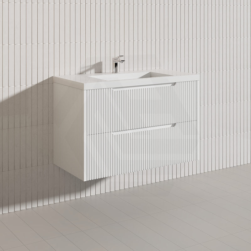 Bali Linear Wall Hung Bathroom Floating Vanity Fluted PVC Coating Cabinet 900mm - In 5 Colours