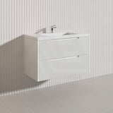 Bali Linear Wall Hung Bathroom Floating Vanity Fluted PVC Coating Cabinet 900mm - In 5 Colours