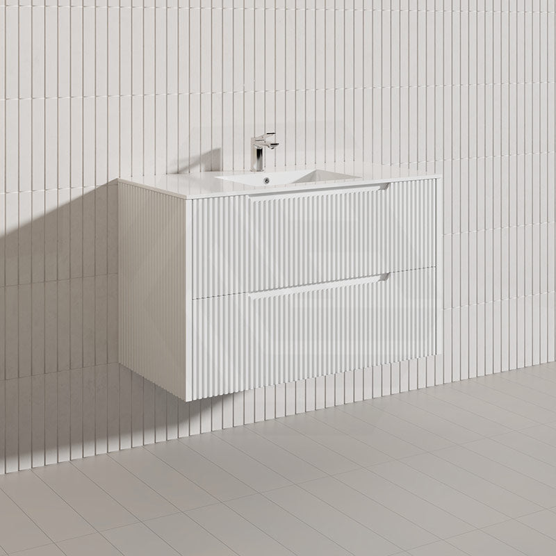 Bali Linear Wall Hung Bathroom Floating Vanity Fluted PVC Coating Cabinet 900mm - In 5 Colours