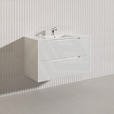 Bali Linear Wall Hung Bathroom Floating Vanity Fluted PVC Coating Cabinet 900mm - In 5 Colours