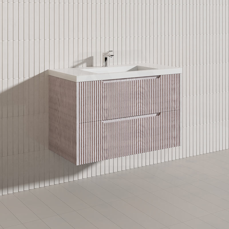 Bali Linear Wall Hung Bathroom Floating Vanity Fluted PVC Coating Cabinet 900mm - In 5 Colours