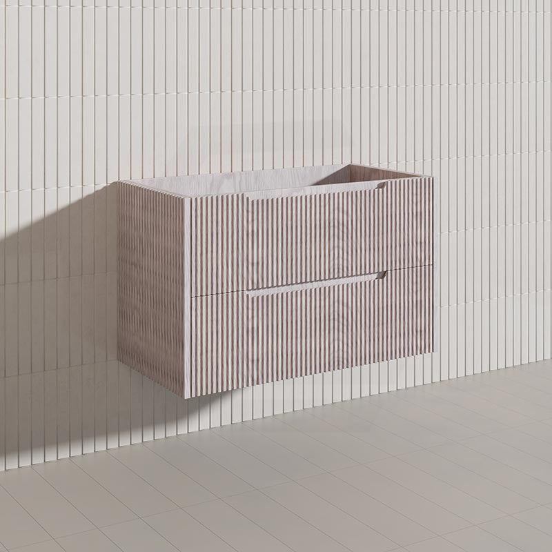 Bali Linear Wall Hung Bathroom Floating Vanity Fluted PVC Coating Cabinet 900mm - In 5 Colours