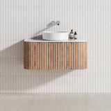 Bergen 900mm MDF Board Fluted Timber Look Wall Hung Vanity
