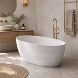 Delta Riva-Slim Bathtub Oval Freestanding Matt White Acrylic NO Overflow 1500/1700mm