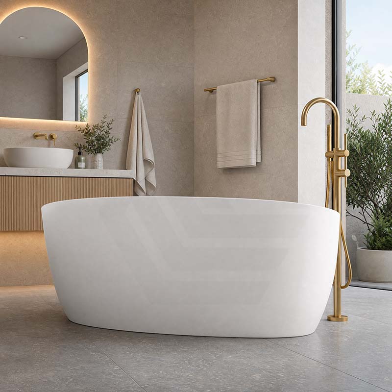 Delta Riva-Slim Bathtub Oval Freestanding Matt White Acrylic NO Overflow 1500/1700mm