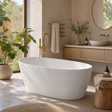Delta Riva-Slim Bathtub Oval Freestanding Matt White Acrylic NO Overflow 1500/1700mm