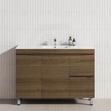1200mm Freestanding MDF Curve Edge Vanity Dark Oak Finish Left / Right Drawers Cabinet ONLY for Bathroom