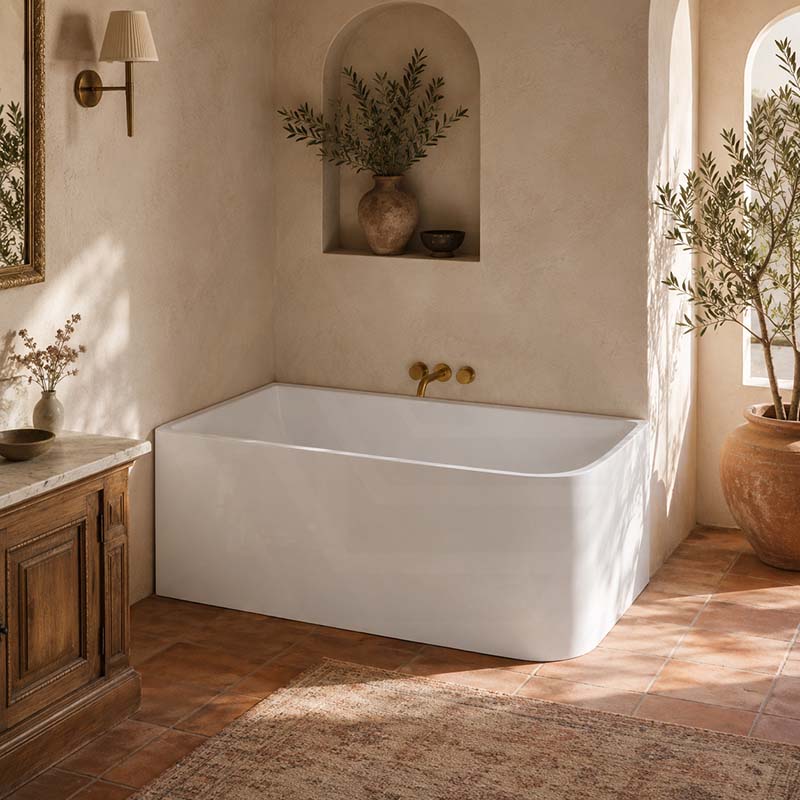 Ellie Bathtub Left / Right Corner Back Acrylic NO Overflow 1500/1700x750x610mm - Gloss White