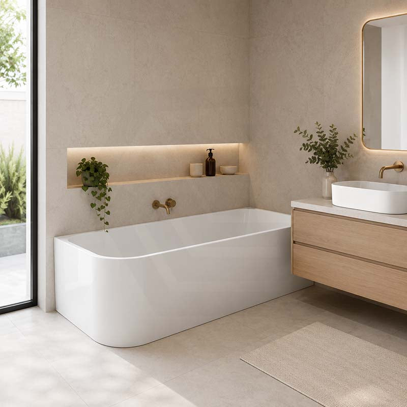Ellie Bathtub Left / Right Corner Back Acrylic NO Overflow 1500/1700x750x610mm - Gloss White