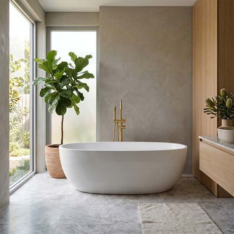 Fanta Oval Acrylic Freestanding Bathtub NO Overflow 1700x800x580mm - Gloss White