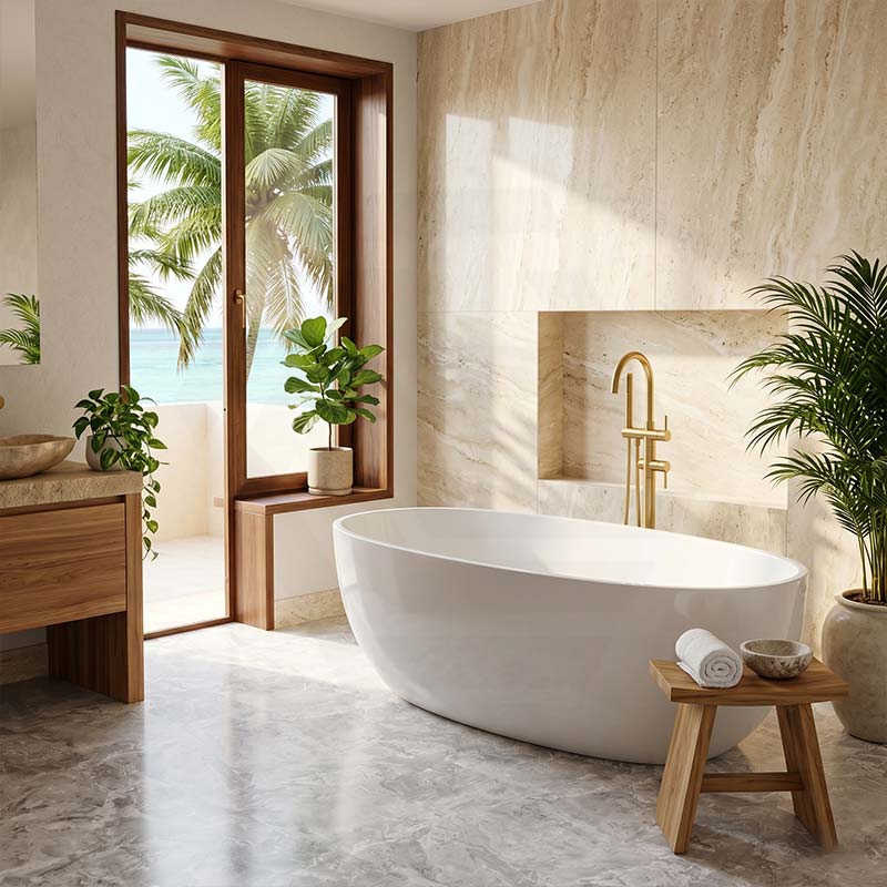 Fanta Oval Acrylic Freestanding Bathtub NO Overflow 1700x800x580mm - Gloss White