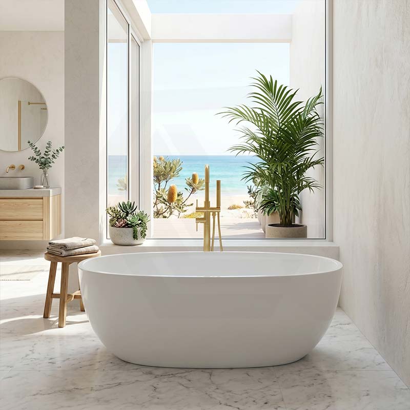 Fanta Oval Acrylic Freestanding Bathtub NO Overflow 1700x800x580mm - Gloss White