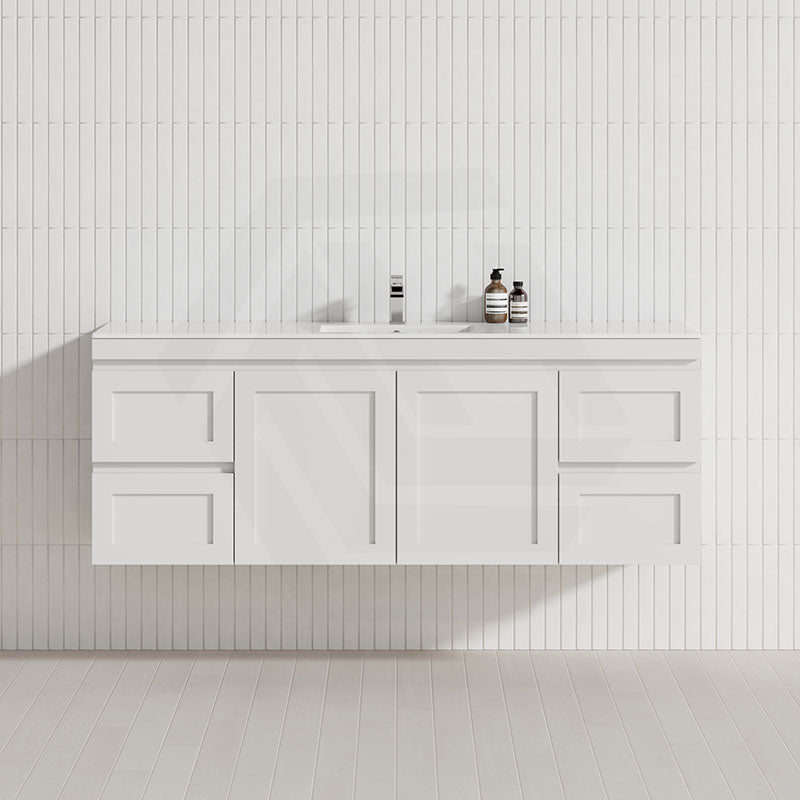 600-1500mm Hawaii Plywood Wall Hung Bathroom Vanity Matt White Shaker Hampton Style Cabinet ONLY
