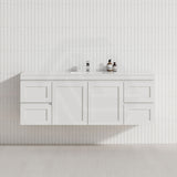 600-1500mm Hawaii Plywood Wall Hung Bathroom Vanity Matt White Shaker Hampton Style Cabinet ONLY