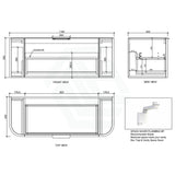 600-1500mm Houston Matt White/Black Plywood Curved Wall Hung Vanity With Variant Color Handle