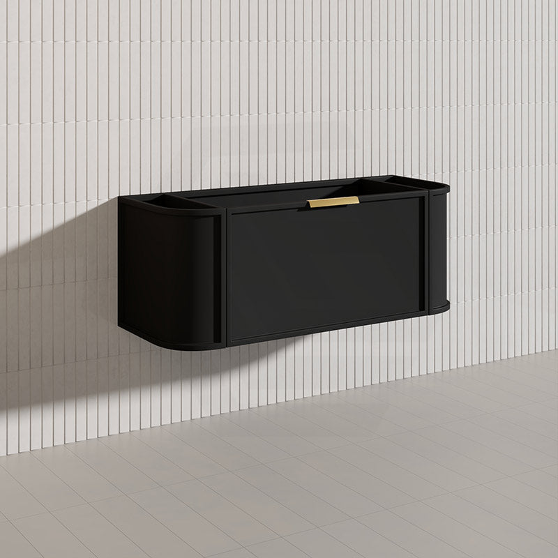 1200mm Houston Matt White/Black Plywood Curved Wall Hung Vanity With Variant Color Handle