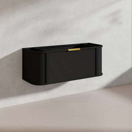 1200mm Houston Matt White/Black Plywood Curved Wall Hung Vanity With Variant Color Handle