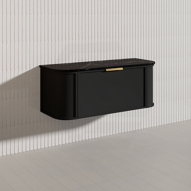 1200mm Houston Matt White/Black Plywood Curved Wall Hung Vanity With Variant Color Handle