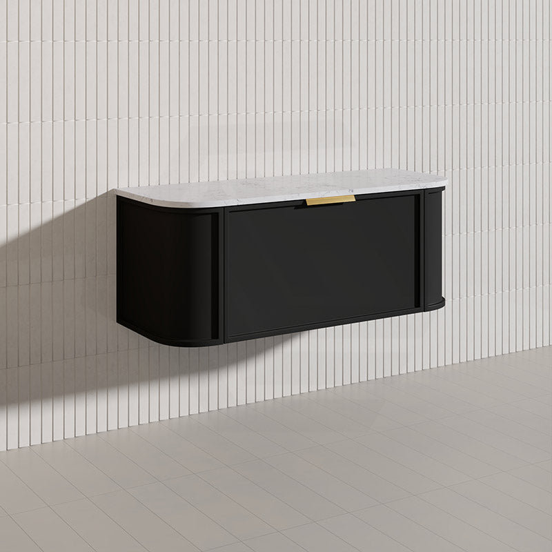 1200mm Houston Matt White/Black Plywood Curved Wall Hung Vanity With Variant Color Handle