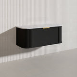 1200mm Houston Matt White/Black Plywood Curved Wall Hung Vanity With Variant Color Handle