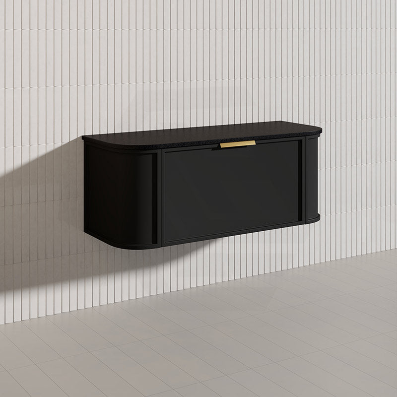 1200mm Houston Matt White/Black Plywood Curved Wall Hung Vanity With Variant Color Handle