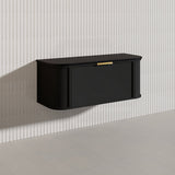 1200mm Houston Matt White/Black Plywood Curved Wall Hung Vanity With Variant Color Handle