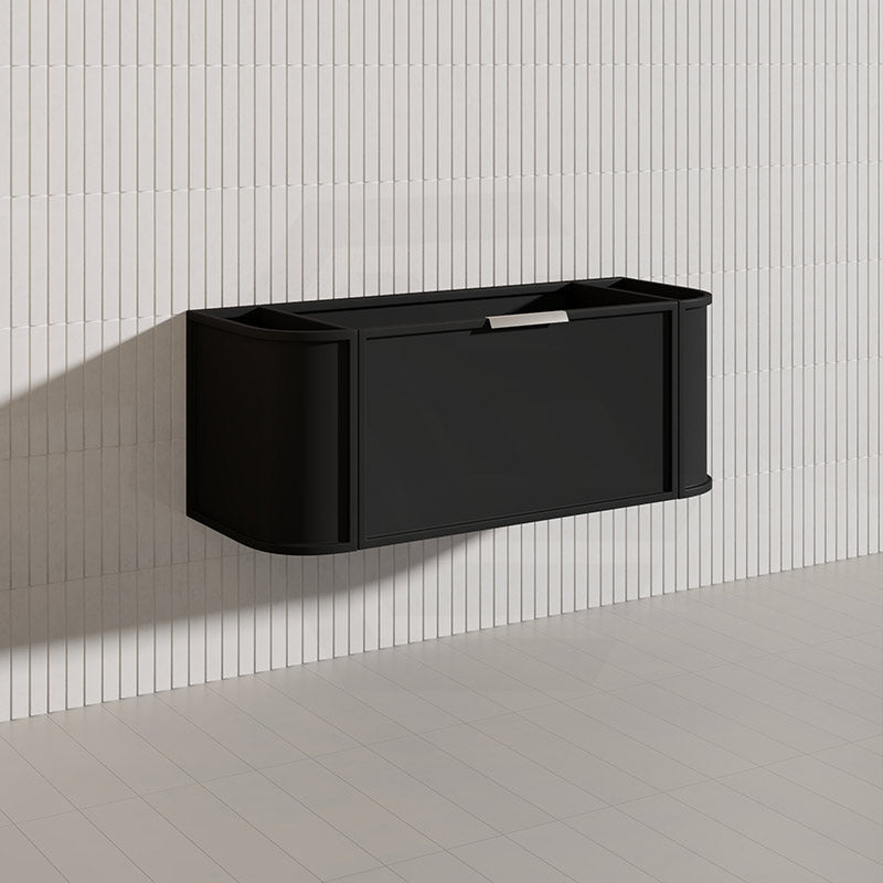 1200mm Houston Matt White/Black Plywood Curved Wall Hung Vanity With Variant Color Handle