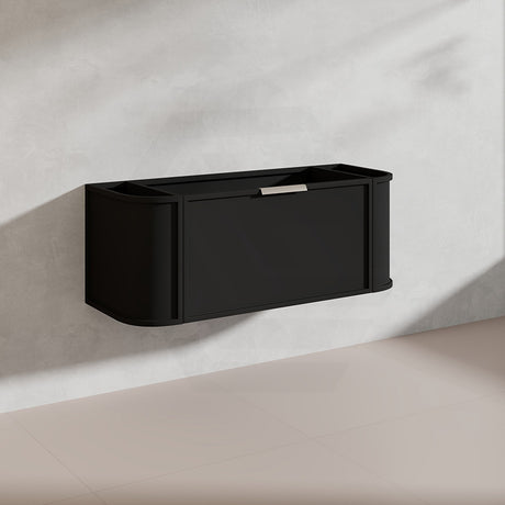1200mm Houston Matt White/Black Plywood Curved Wall Hung Vanity With Variant Color Handle