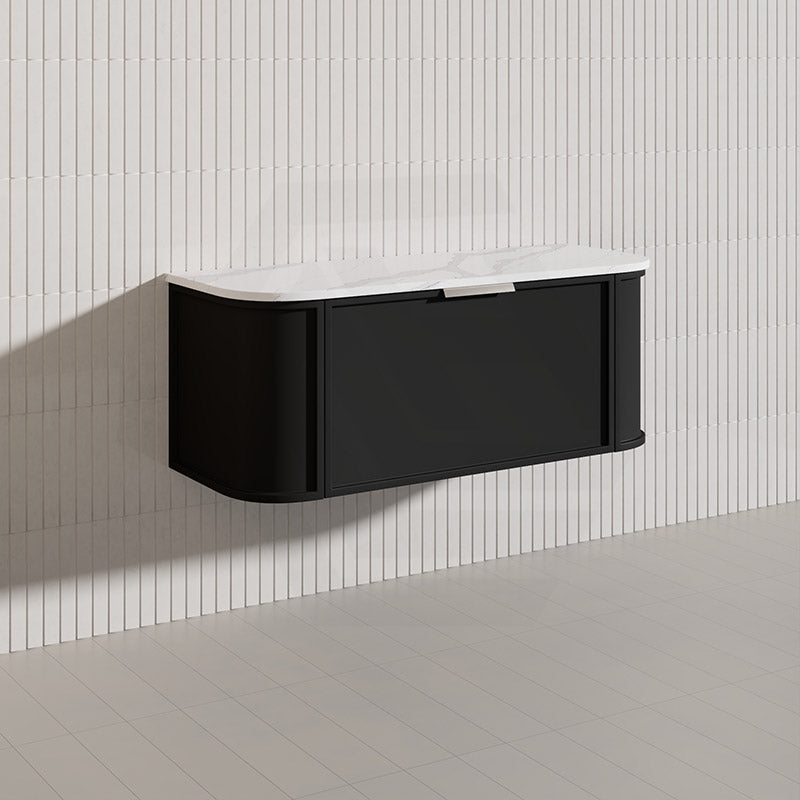 1200mm Houston Matt White/Black Plywood Curved Wall Hung Vanity With Variant Color Handle