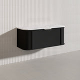 1200mm Houston Matt White/Black Plywood Curved Wall Hung Vanity With Variant Color Handle