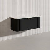 1200mm Houston Matt White/Black Plywood Curved Wall Hung Vanity With Variant Color Handle