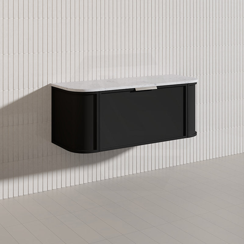 1200mm Houston Matt White/Black Plywood Curved Wall Hung Vanity With Variant Color Handle