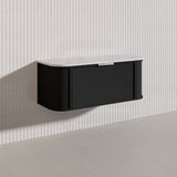 1200mm Houston Matt White/Black Plywood Curved Wall Hung Vanity With Variant Color Handle