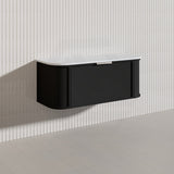 1200mm Houston Matt White/Black Plywood Curved Wall Hung Vanity With Variant Color Handle