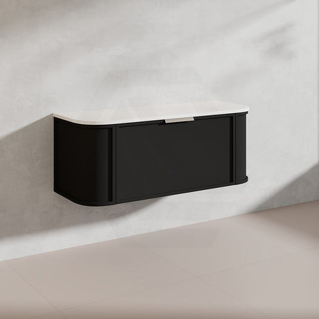 1200mm Houston Matt White/Black Plywood Curved Wall Hung Vanity With Variant Color Handle