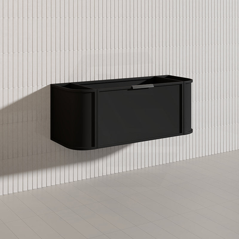 1200mm Houston Matt White/Black Plywood Curved Wall Hung Vanity With Variant Color Handle