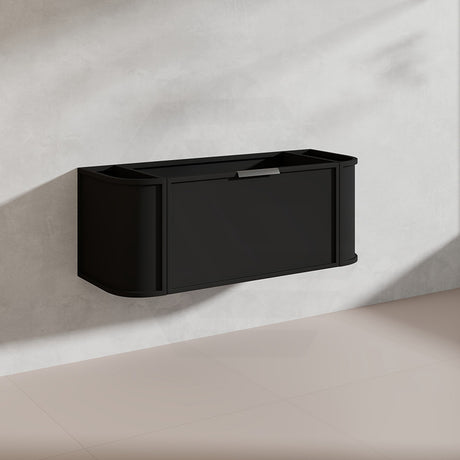 1200mm Houston Matt White/Black Plywood Curved Wall Hung Vanity With Variant Color Handle