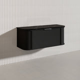1200mm Houston Matt White/Black Plywood Curved Wall Hung Vanity With Variant Color Handle