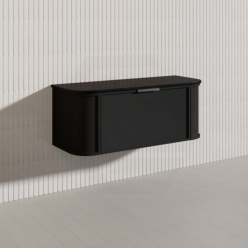 1200mm Houston Matt White/Black Plywood Curved Wall Hung Vanity With Variant Color Handle