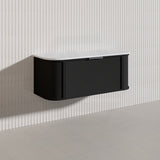1200mm Houston Matt White/Black Plywood Curved Wall Hung Vanity With Variant Color Handle