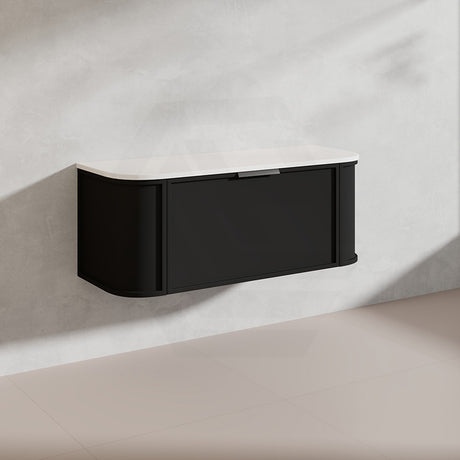 1200mm Houston Matt White/Black Plywood Curved Wall Hung Vanity With Variant Color Handle