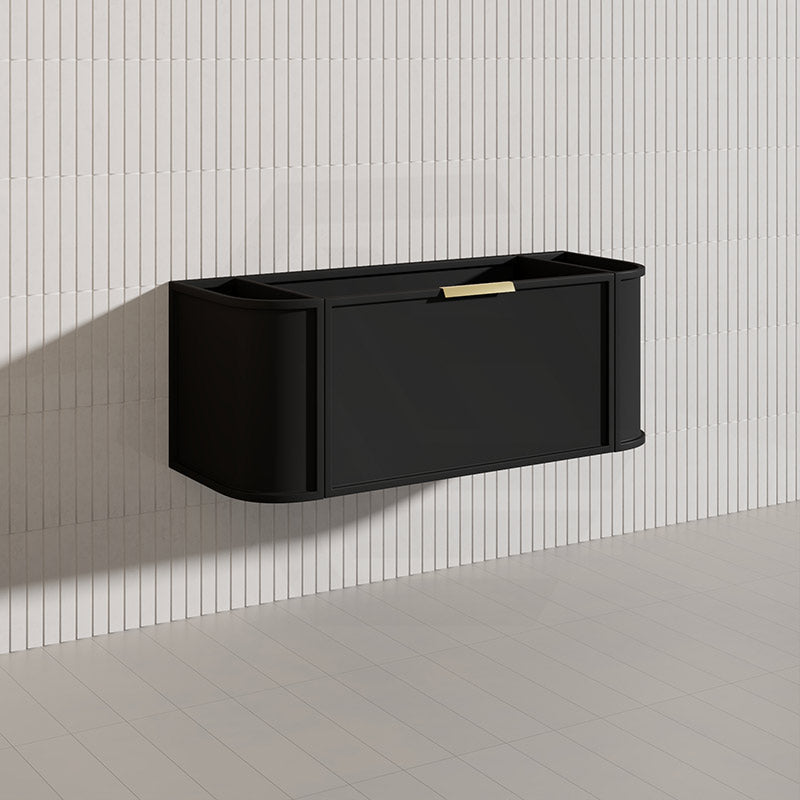 1200mm Houston Matt White/Black Plywood Curved Wall Hung Vanity With Variant Color Handle