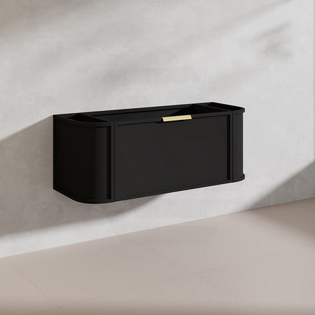 1200mm Houston Matt White/Black Plywood Curved Wall Hung Vanity With Variant Color Handle