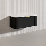 1200mm Houston Matt White/Black Plywood Curved Wall Hung Vanity With Variant Color Handle