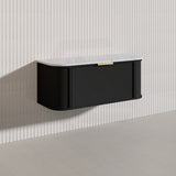 1200mm Houston Matt White/Black Plywood Curved Wall Hung Vanity With Variant Color Handle